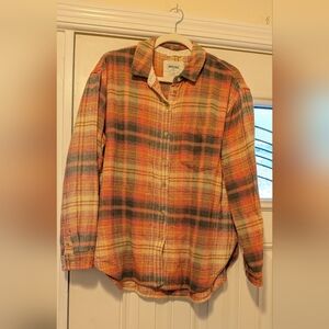 American Eagle Outfitters Women's Plaid Button-Down Shirt - Red and Green